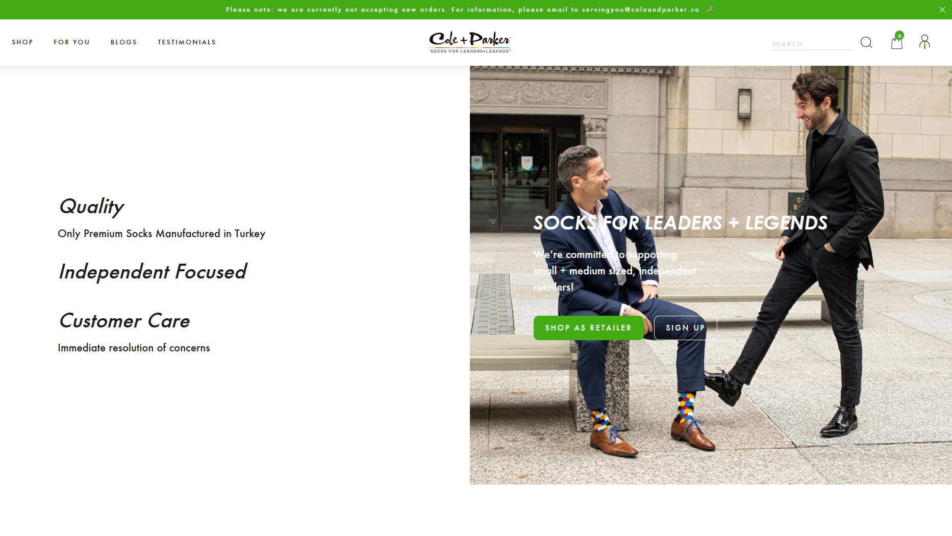 Cole and Parker Shopify B2B catalog redesign