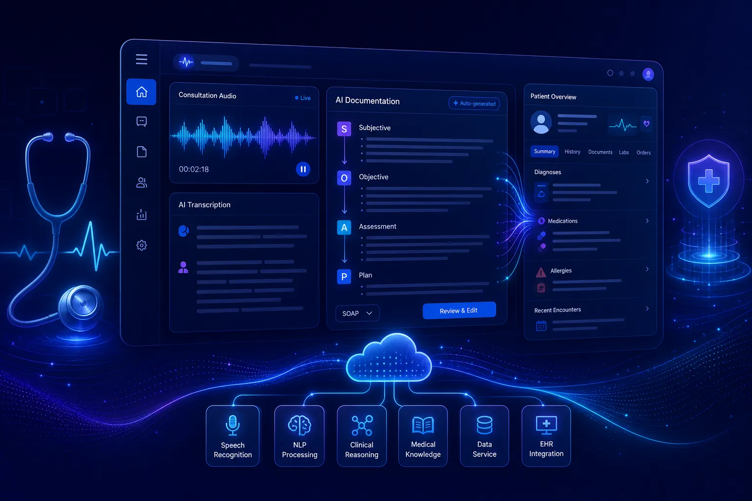 Medizen AI-powered healthcare platform hero illustration